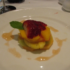 Tropical Fruit Timbale w/ watermelon dressing