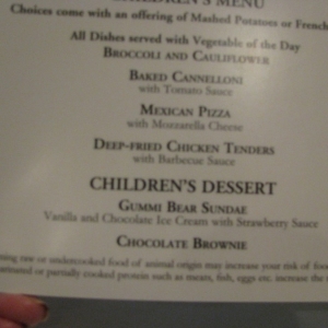 Disney Fantasy Royal Court Lunch childrens dessert Menu 1