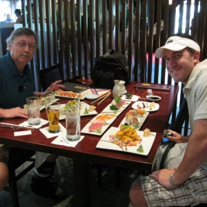 Bob & Corey eating at Epcot