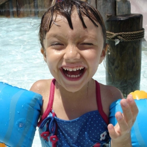 First time down water slide at Typhoon Lagoon.