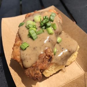 Farm Fresh-Crispy Chicken With Griddled Cornbread And Red Eye Gravy