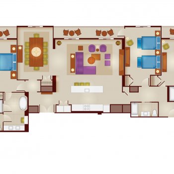Disney Riviera Resort 2 Bedroom Villa Floor Plan - Bedroom Poster