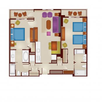 Floorplans for 2-bedroom villa at Disney's Riviera Resort