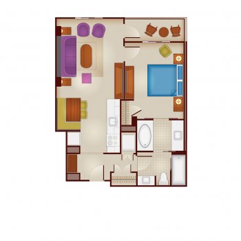 Floorplans for 1-bedroom villa at Disney's Riviera Resort