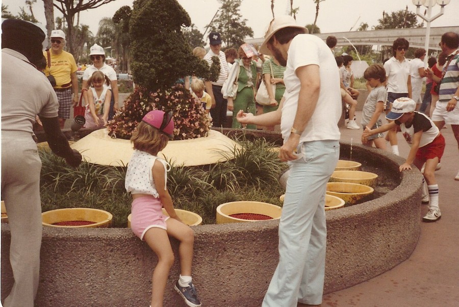 1984: In front of the leapfrog fountains, Epcot