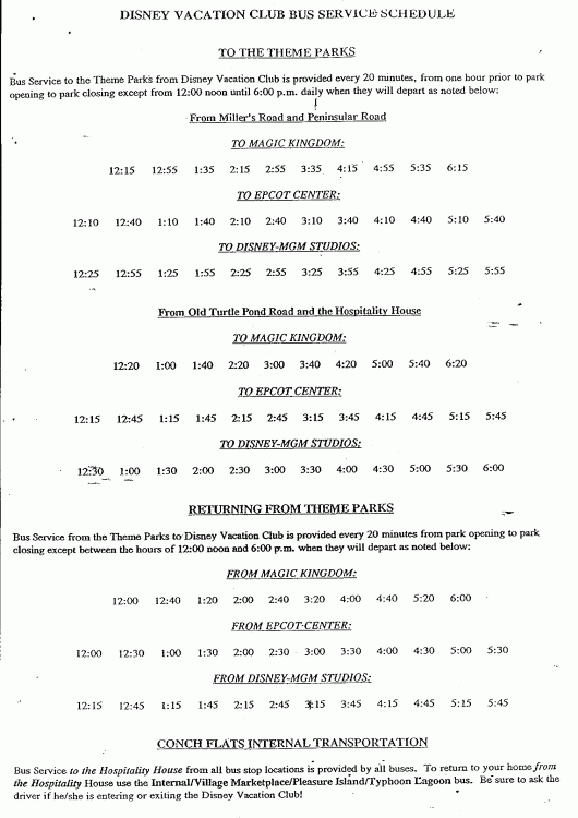 1993 OKW Bus Schedule