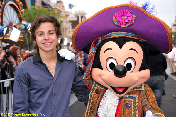 Actor Jake T. Austin and Mickey Mouse
