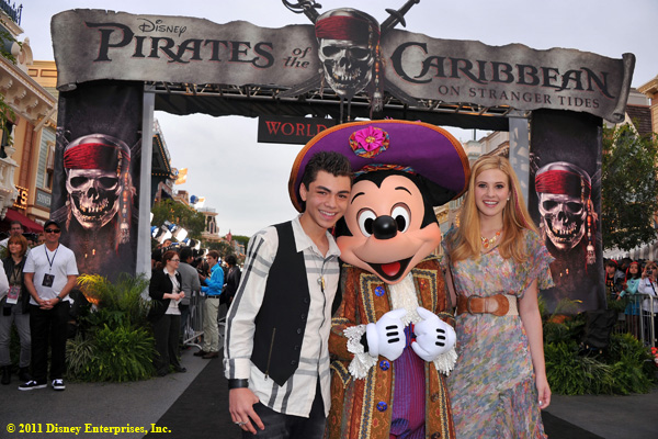 Actors Adam Irigoyen, Mickey Mouse and Caroline Sunshine