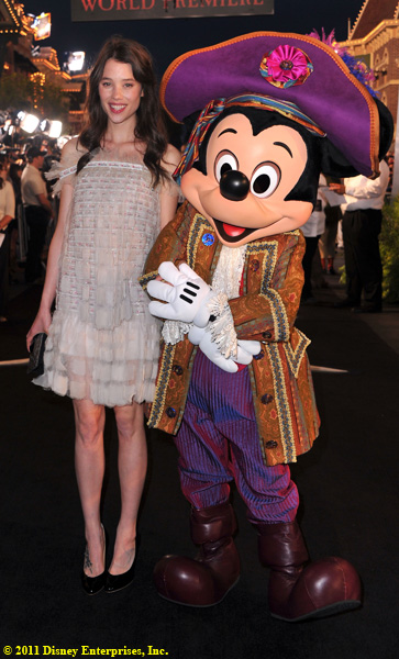 Actress Astrid Berges-Frisbey and Mickey Mouse