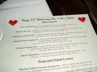 Anniversary Menu, Citricos