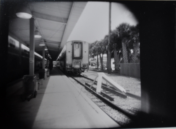 At the train station