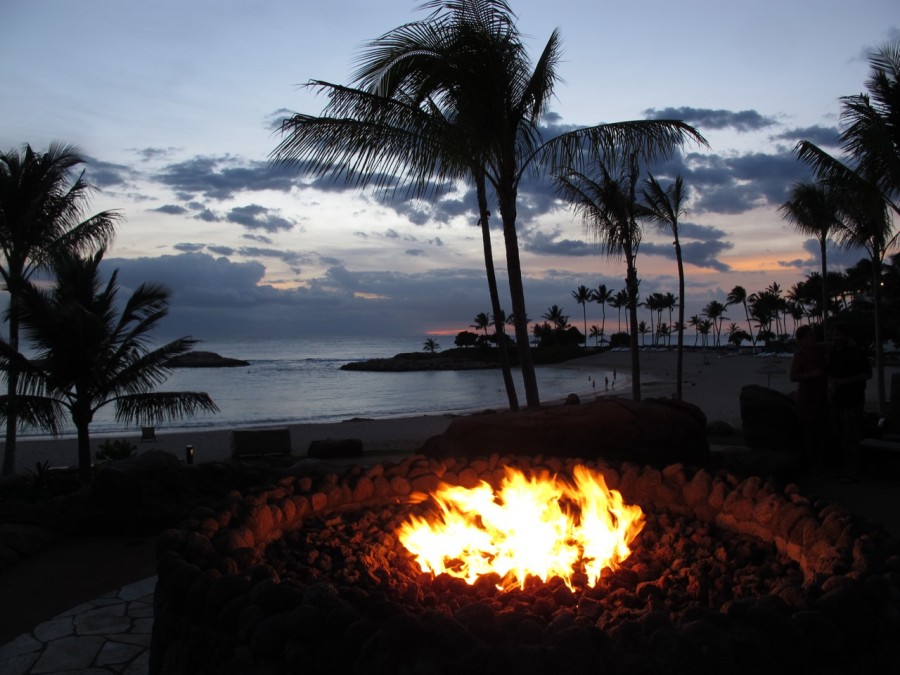 Aulani Fire Pit at Sunset