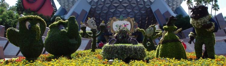 Beauty and the Beast topiaries