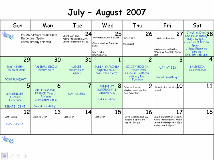 calendar sample