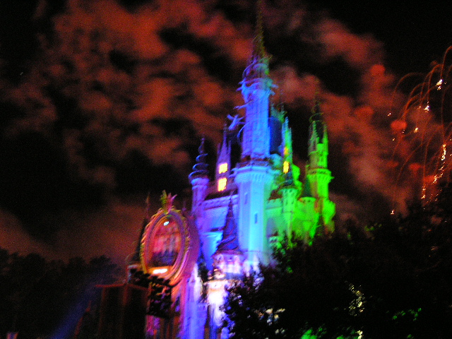 Castle during fireworks