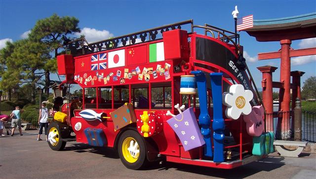 Character bus at World Showcase.