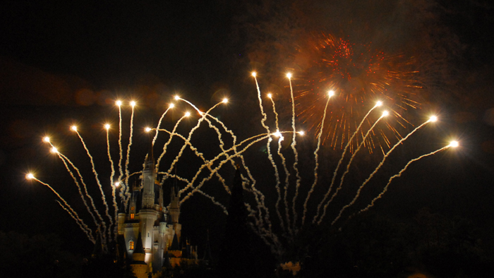 Cinderella Castle during Wishes