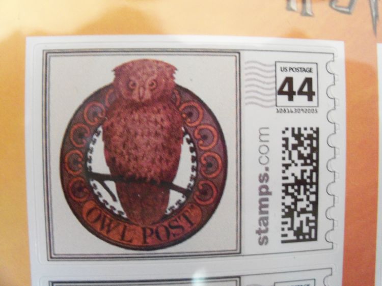 Close up of owl post stamp