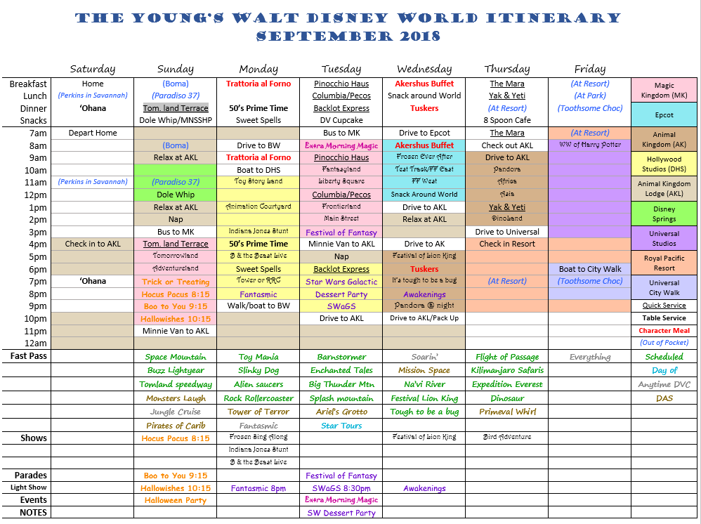Dis Itinerary (updated 2/20/18)