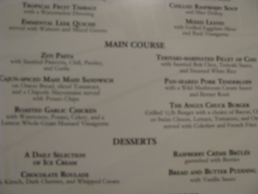 Disney Fantasy Royal Court Lunch Menu 2