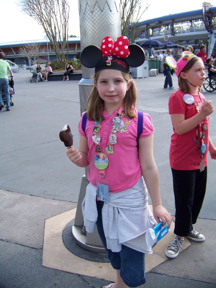 Emma eating a Mickey pop