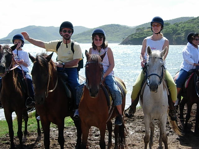 Family on horses at St. Lucia