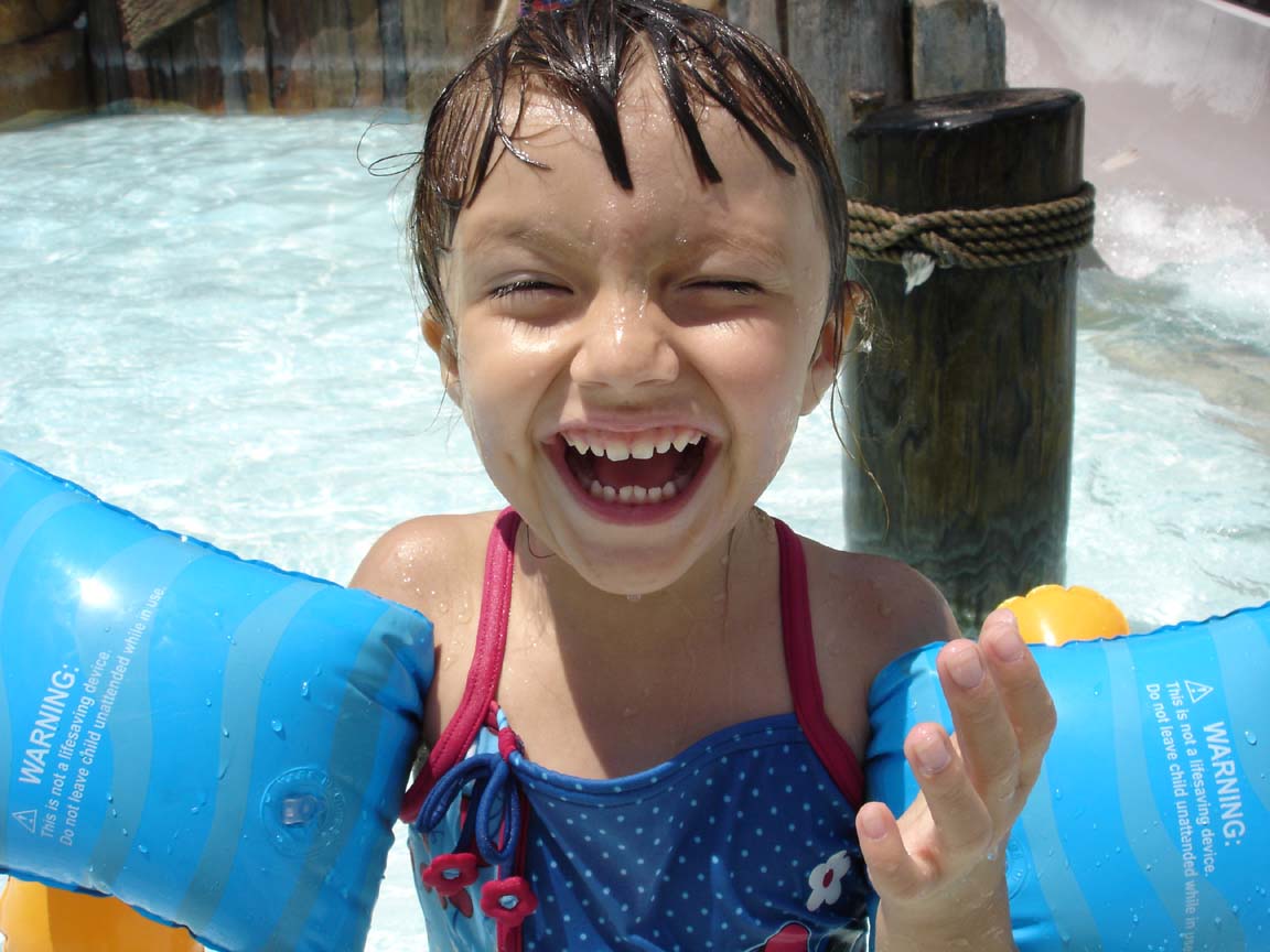 First time down water slide at Typhoon Lagoon.