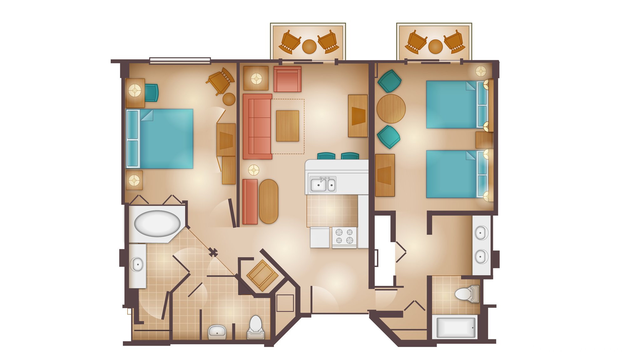 Floorplans For 2 Bedroom Villa At Disney S Beach Club Resort The