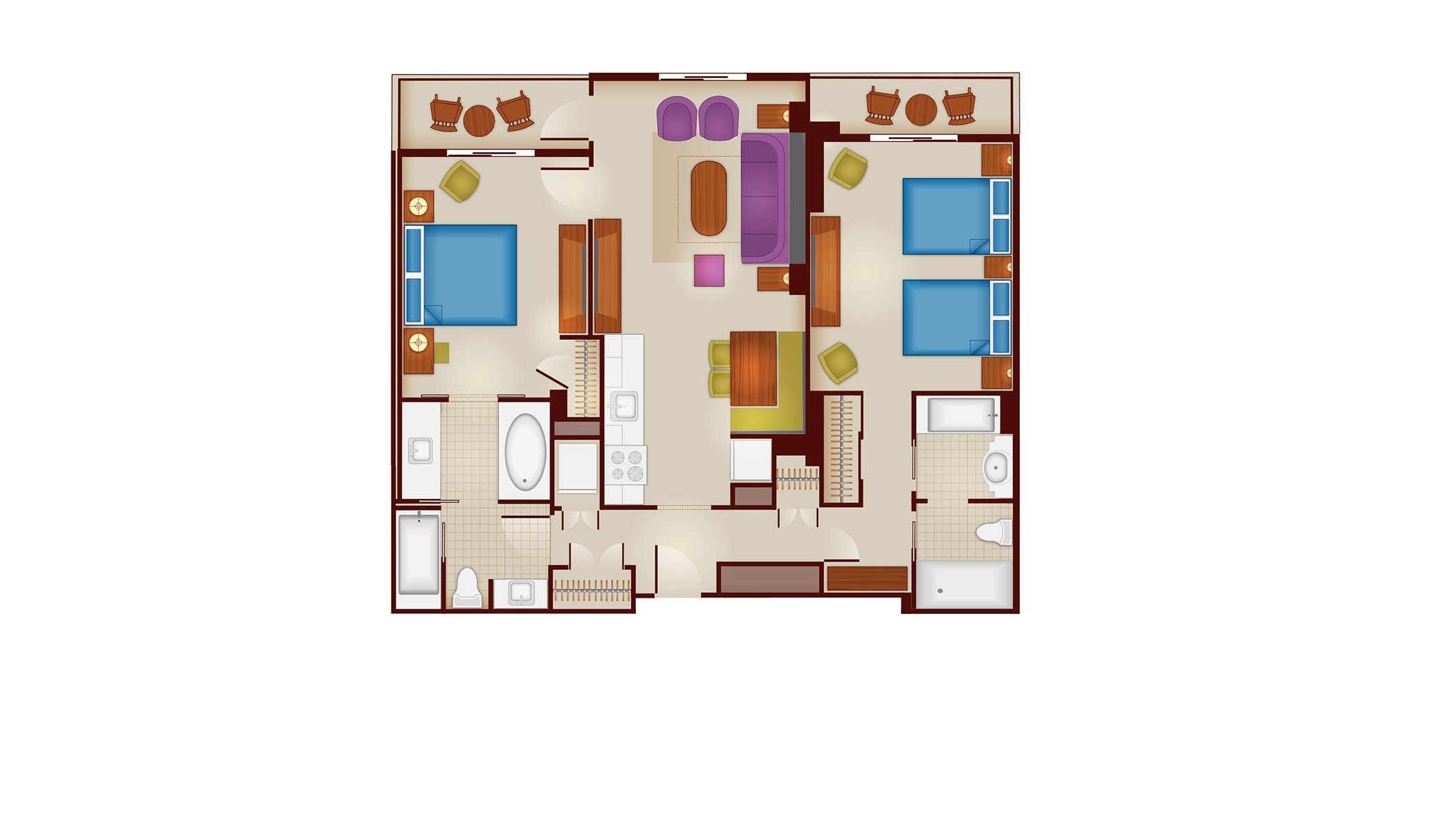 Floorplans for 2-bedroom villa at Disney's Riviera Resort