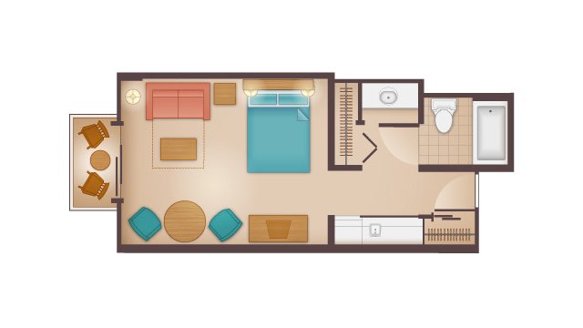 Floorplans for Deluxe Studio at Disney's Beach Club Resort