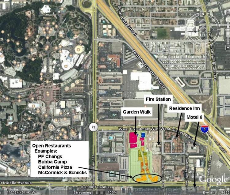 Gardenwalk map in Anaheim near Disneyland