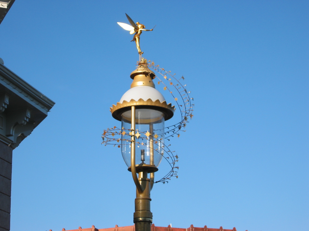 Gilded Gaslamp with Tinkerbell on Top