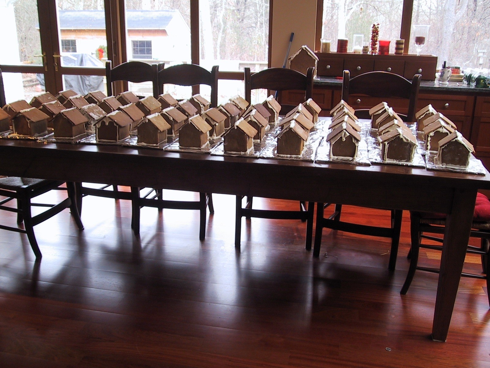 Gingerbread houses before decorating.