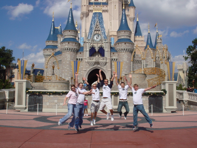 Group Jumping At Castle