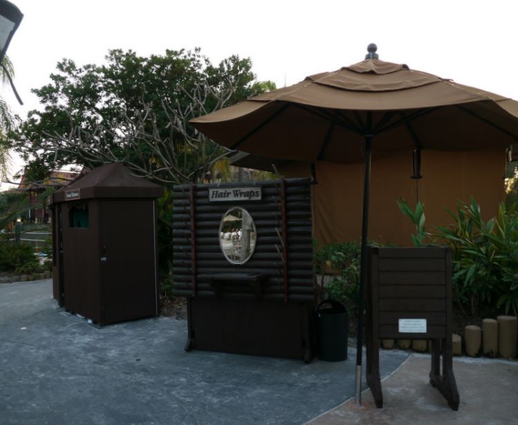 Hair wrap stand by pool bar
