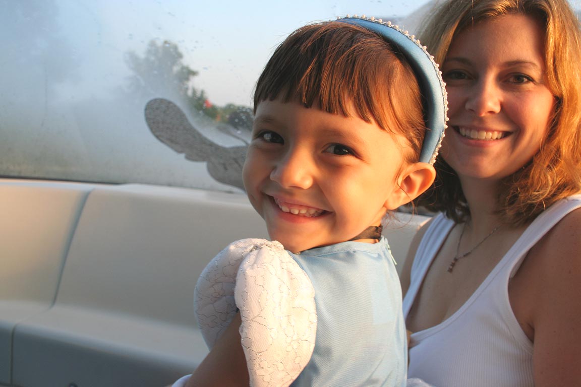 Honorary monorail pilot, on the way to Cinderella's Royal Table.