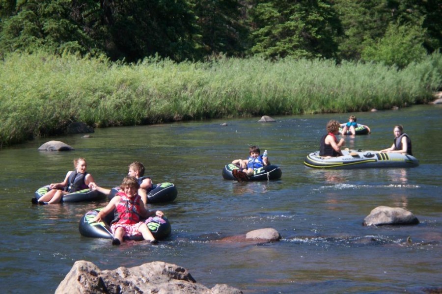 Innertube floating on river