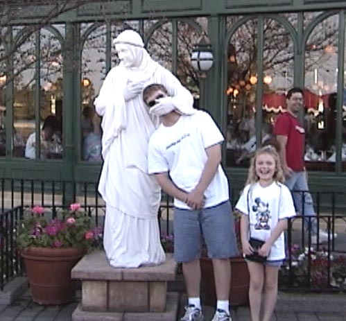 Ken and Morgan with The Living Statue