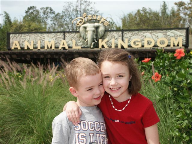 Kids at Animal Kingdom Entrance in 2004