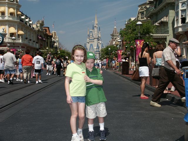 Kids at Magic Kingdom Castle in 2004