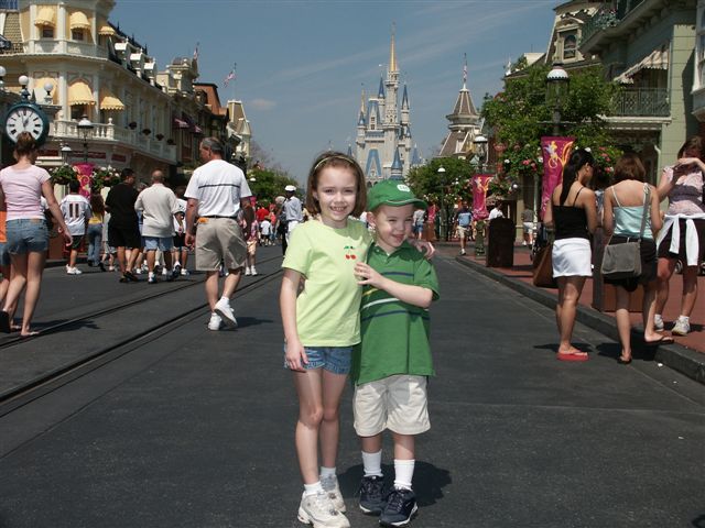 Kids at Magic Kingdom Castle in 2004