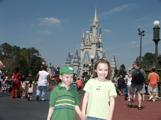 Kids at Magic Kingdom Castle in 2004