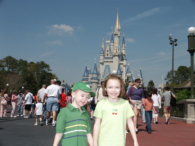 Kids at Magic Kingdom Castle in 2004