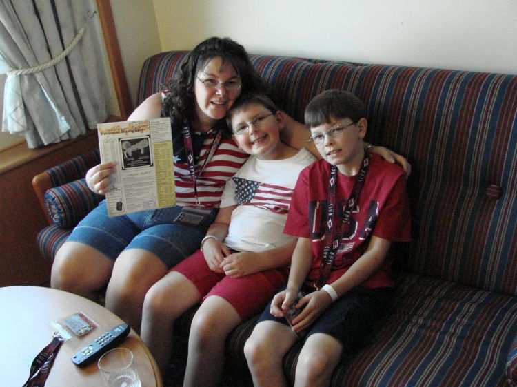 Laura,Shane and Andrew in our room.