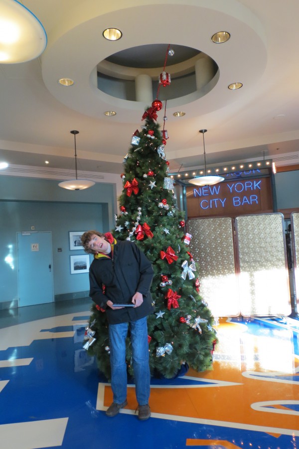 Look, I can stand as straight as a Christmas tree!