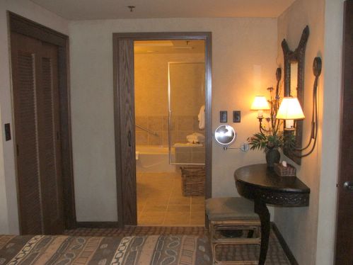 looking into bathroom from bedroom
