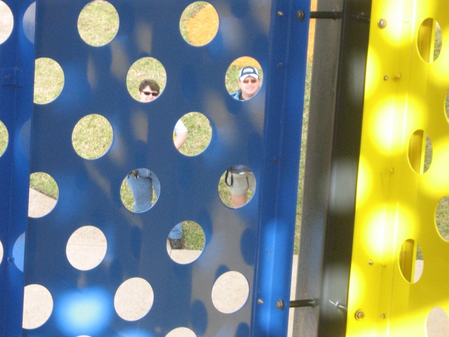 Looking through the Rubiks Cube at the 80s Building, Pop Century