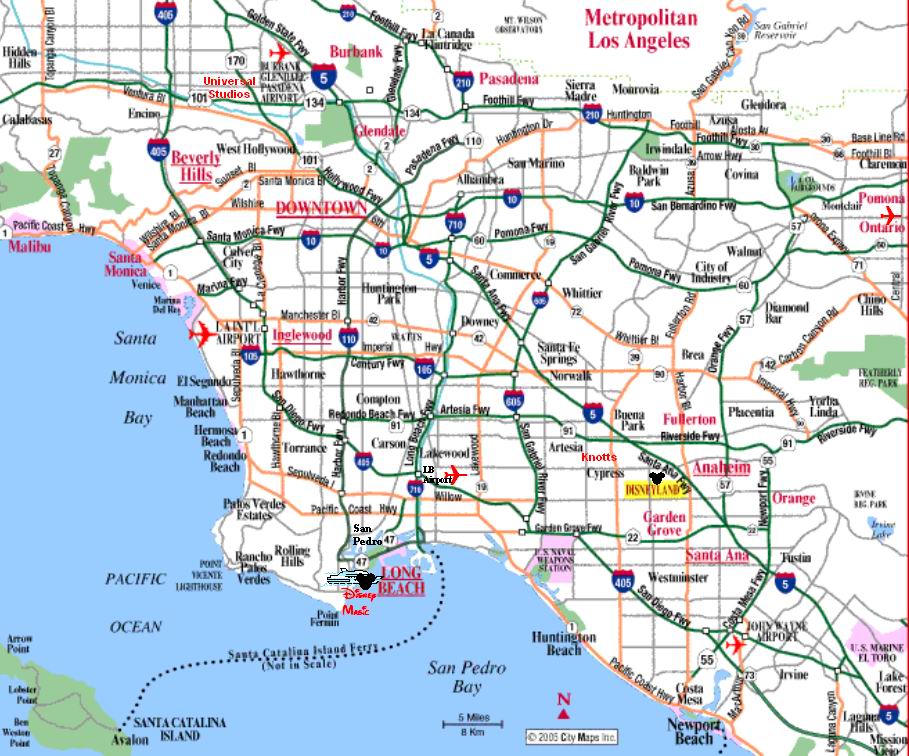 Map of Los Angeles Area & Orange County