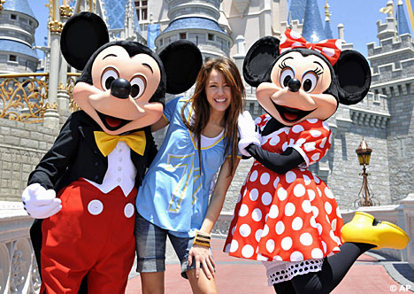 Mickey Mouse, Miley, and Minnie Mouse at Disneyland