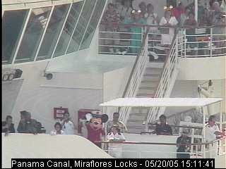 Mickey waving as Magic sails Panama Canal